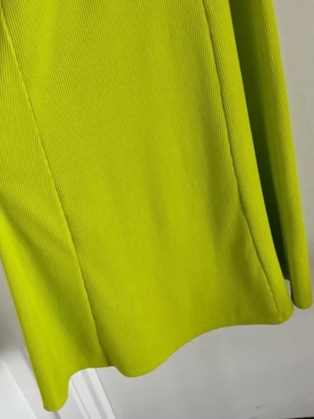 Topshop | Neon Green One-Shoulder Ribbed Midi Dress S - Picture 9 of 11